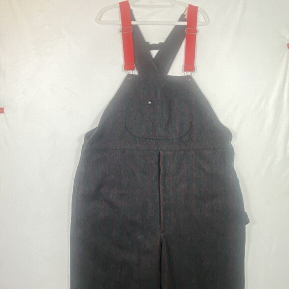 Vintage Woolrich Wool Bib Overalls XL Red Suspenders Hunting Workwear USA Made - Picture 1 of 16
